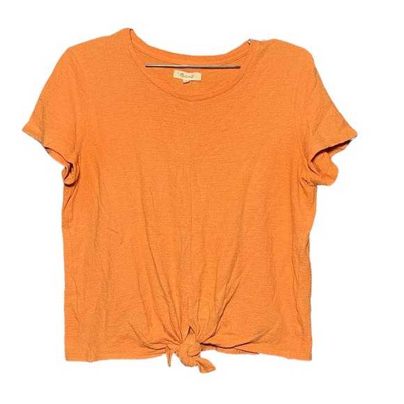 Madewell Woman's Orange Cropped Lightweight Casual Tee Size Small - Picture 1 of 5
